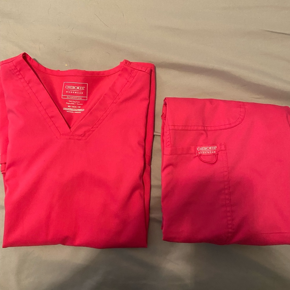 Cherokee NWOT pink scrub set
